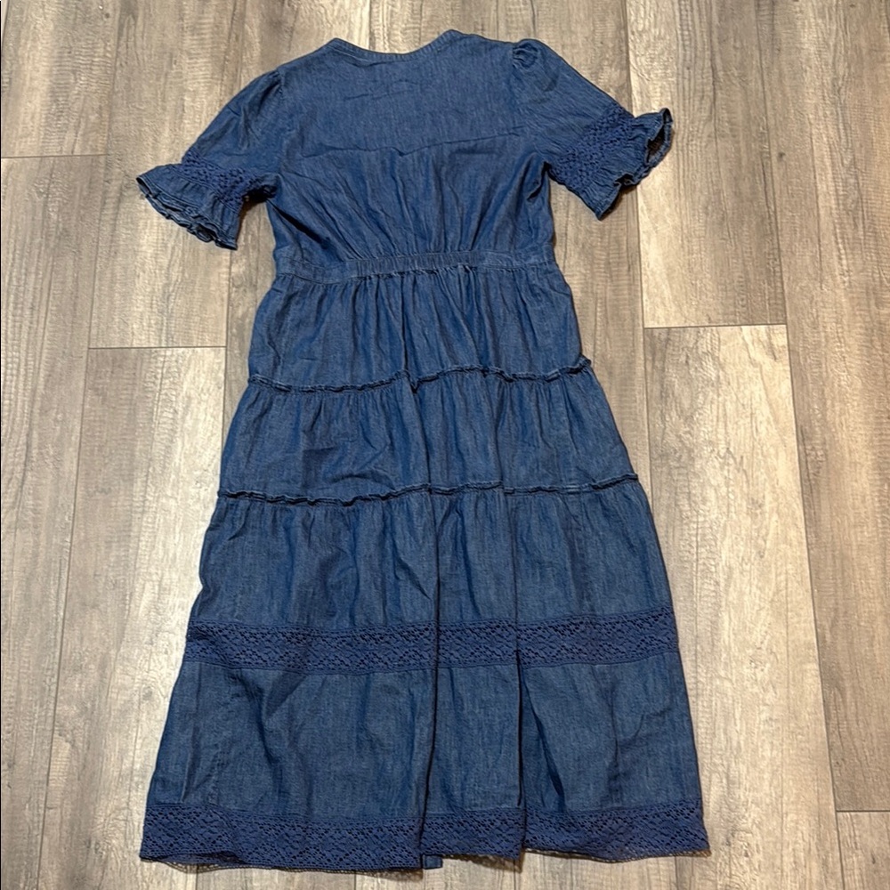 Gap × LoveShackFancy Denim Tiered Midi Dress - Picture 7 of 10